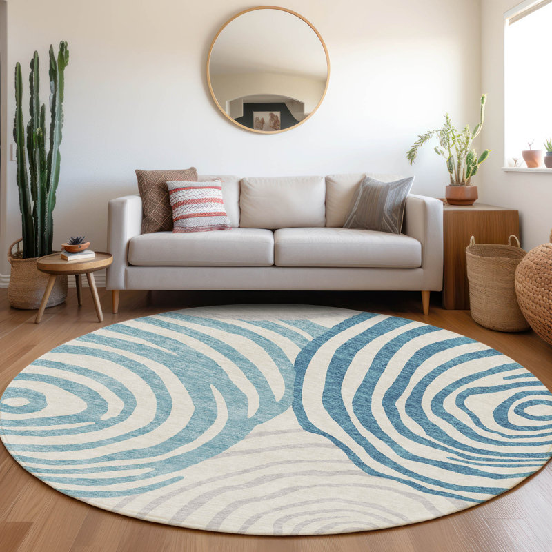 Leis Abstract Indoor Rug, Round 8'