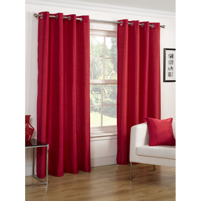 Irondale Semi Sheer Curtain Pair, Width 228 x Drop 183 cm, Red