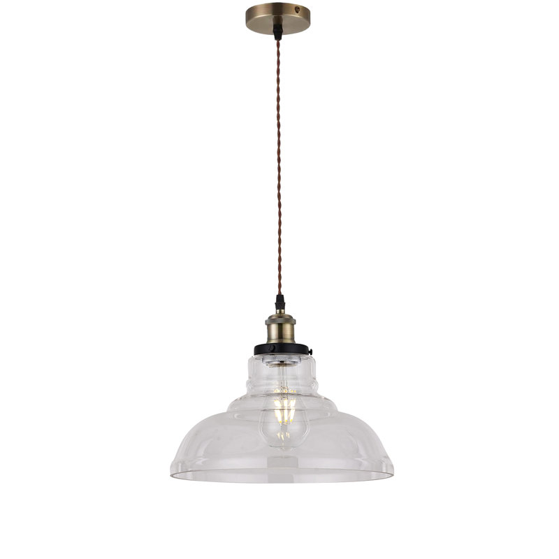 Sonny 1 - Light Dome Pendant, Brown Braided, Vintage Clear