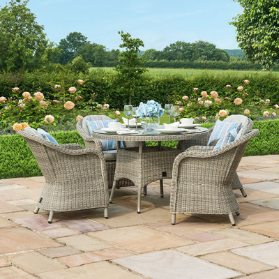 Balcom  4 Seat Round Rattan Dining Set