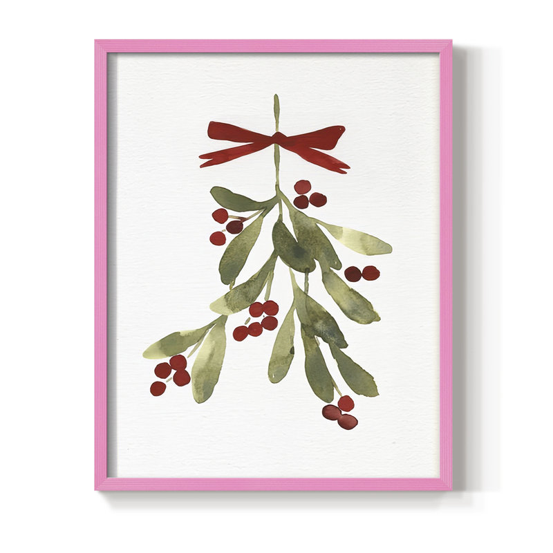 " Mistletoe Bow I ", 11" H x 9" W, Pink