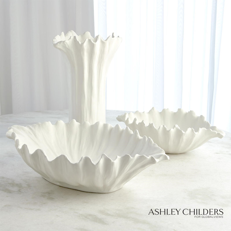 Organic Wave Oval Bowl-White-Lg, White, 6.25" H x 24" W x 14.25" D