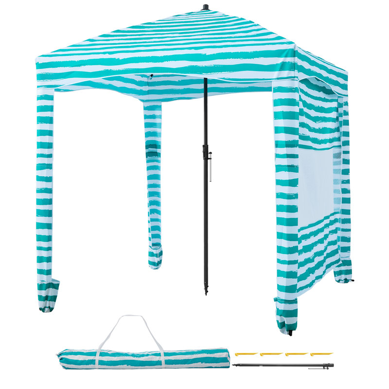 Beach Cabana, 6 x 6 ft Beach Canopy with Side Wall, UPF 50+ Protection Easy Setup Cabana Tent with Sand Pockets, Portable Shade Sun Shelter Umbrella for Whole Family & Friends, Stripes