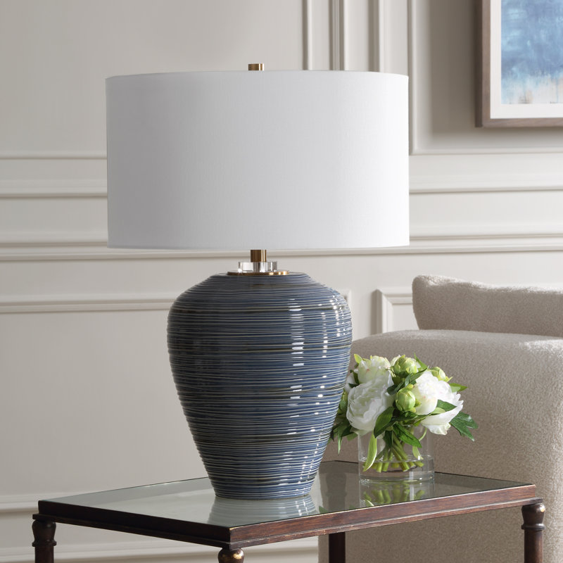 Avyonna Glossy Blue Table Lamp