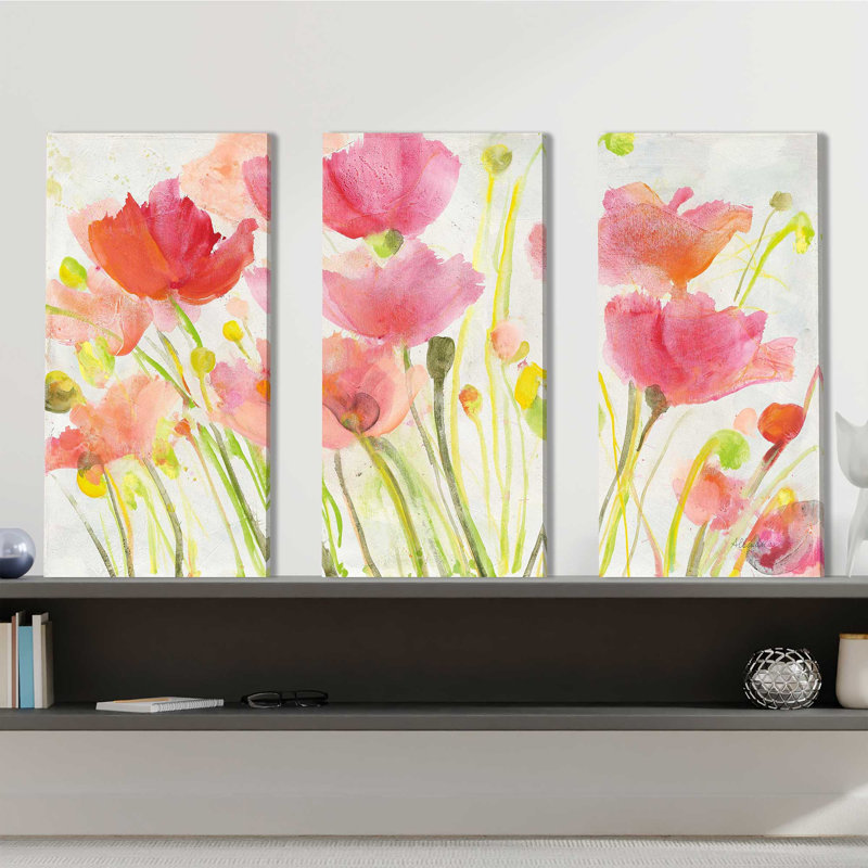 Fluorescent Poppies - Ensemble de 3 toiles tendues, H 32 po x l 48 po x P 0,75 po