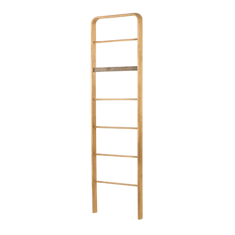 Elegant Dark Wood Ladder Towel Rack, Copper
