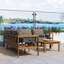 Ensemble de conversation modulaire en L 4 pièces en bois d'acacia avec table basse et coussins pour patio, terrasse ou bord de piscine-132686191