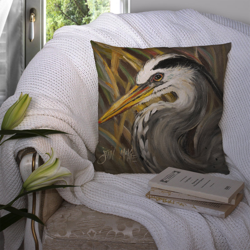 Blue Heron Indoor/Outdoor Throw Pillow, 18" H x 18" W x 5.5" D