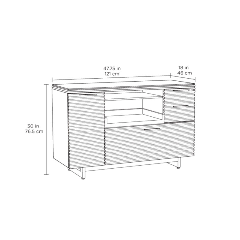 Corridor 3-Drawer 2-Shelf Filing Credenza, Chocolate Stained Walnut