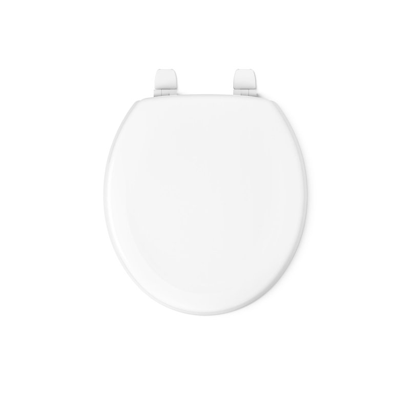 Stonewood Compression-Molded Wood Toilet Seat with Color-Matched Plastic Hinges, White, Round
