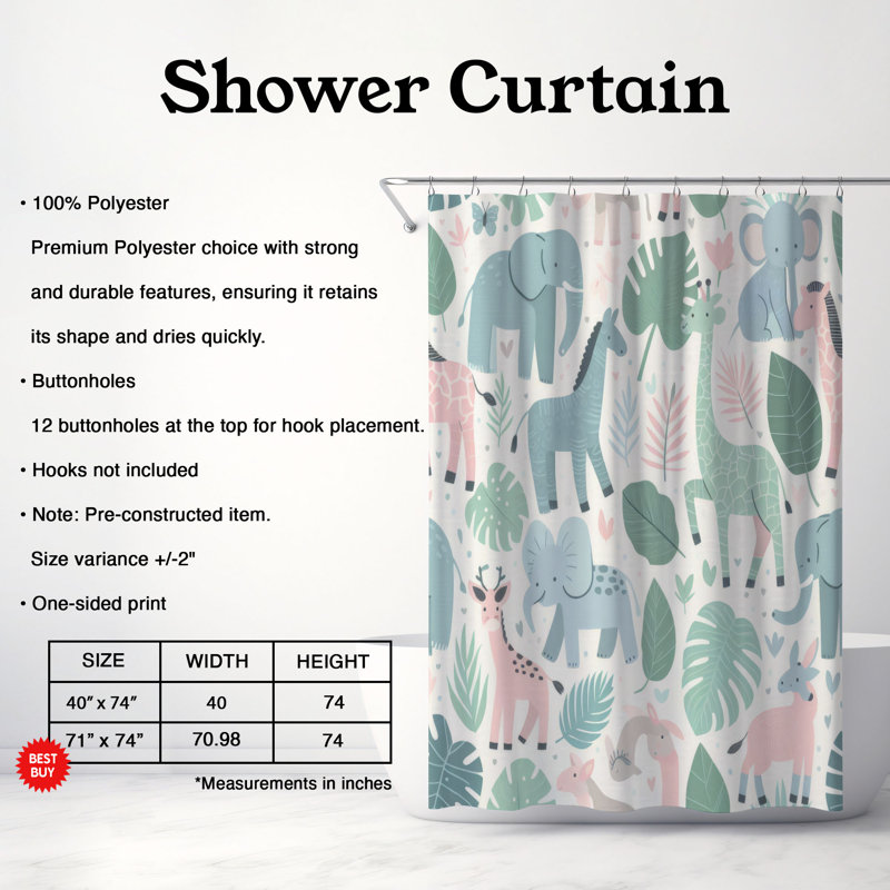 Rideau de douche standard 1 pièce Donatellin, H 74 po x l 71 po