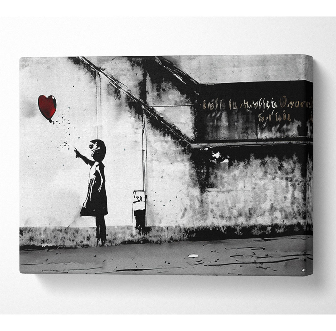 Red Heart Balloon Girl - Kunstdrucke auf Leinwand