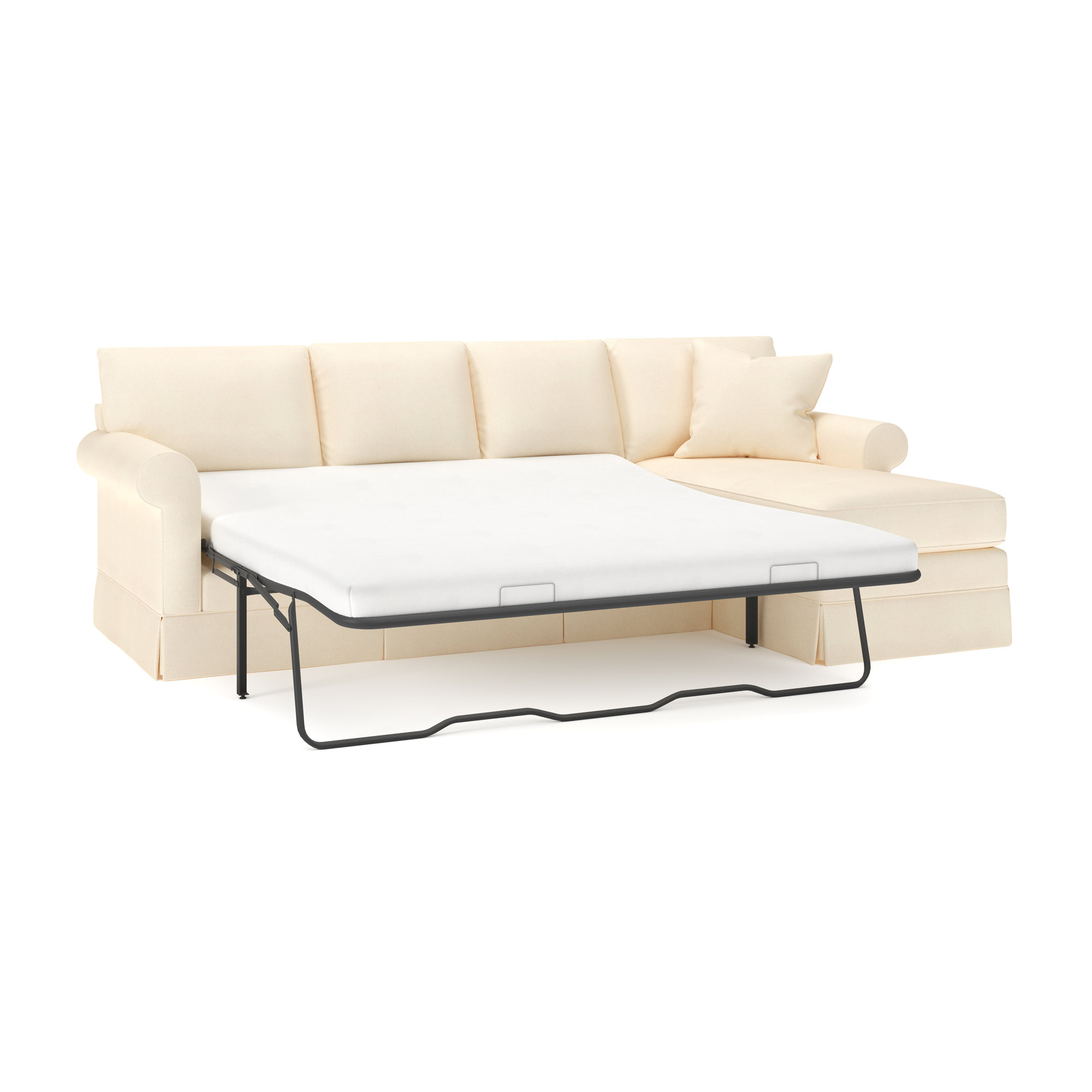 Friedman 2 - Piece Upholstered Sleeper Sectional, Right Hand Facing, Bayou Natural Canvas