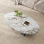 Table basse ovale moderne de 125 cm (49,2 po), plateau en pierre frittée imitation marbre, piètement minimaliste en métal sculptural, montage facile-102452243