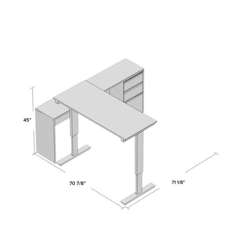 Ornello Adjustable L-Shaped Standing Desk, White