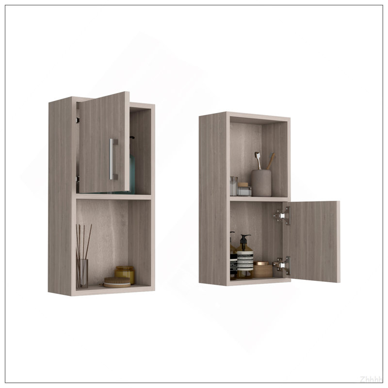 Armoire à pharmacie murale avec rangement ouvert et fermé 2 pièces Oba, Beige