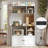 71" Pantry Cabinet Farmhouse, Built-in Power Outlet, Microwave Stand & Adjustable Shelves, Kitchen Hutch Storage