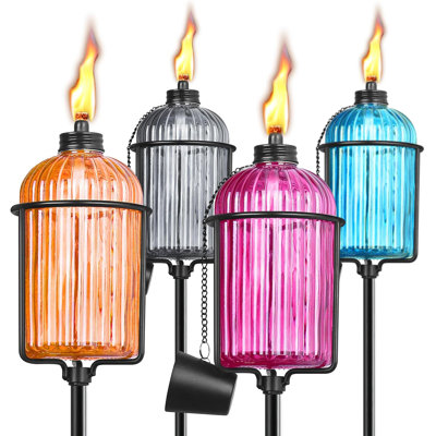 Paquet de 4 torches de jardin en verre, 13,5 oz