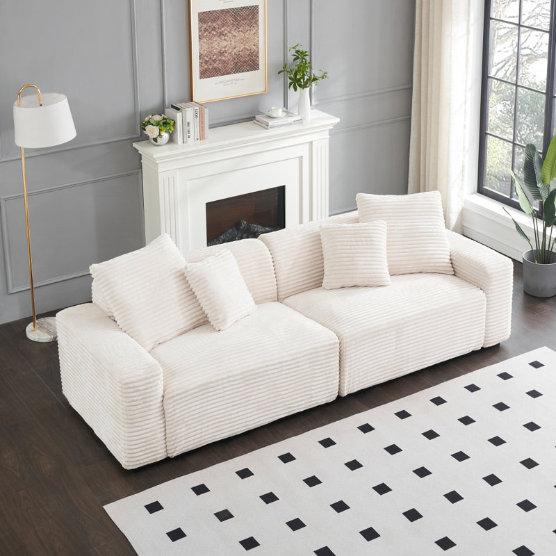 Canapé moderne de 104,72 pouces avec 4 sièges et 4 coussins décoratifs, Beige