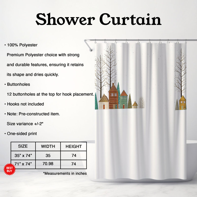 Cosy Flurries - Rideau de douche Premium, L 71 po x L 74 po