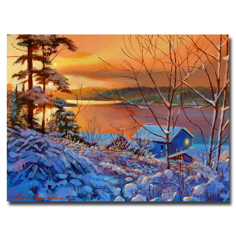 « winter day begins » par david lloyd’s glover, reproduction d’art sur toile tendue encadrée, H 35 po x l 47 po x P 2 po