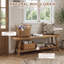 Banc de rangement de style champêtre en bois massif avec tablette ouverte