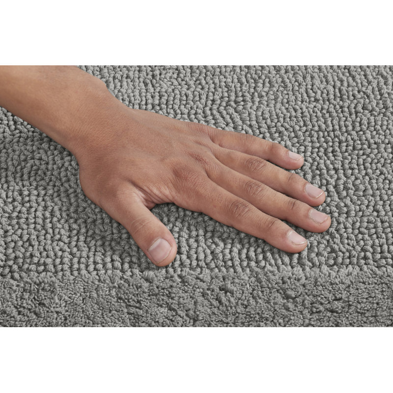 Llarely 100% Cotton Reversible Tufted U-shape Toilet Rug Ultra-Absorbent, Machine Washable 20 x 20 Contour Mat, Gray