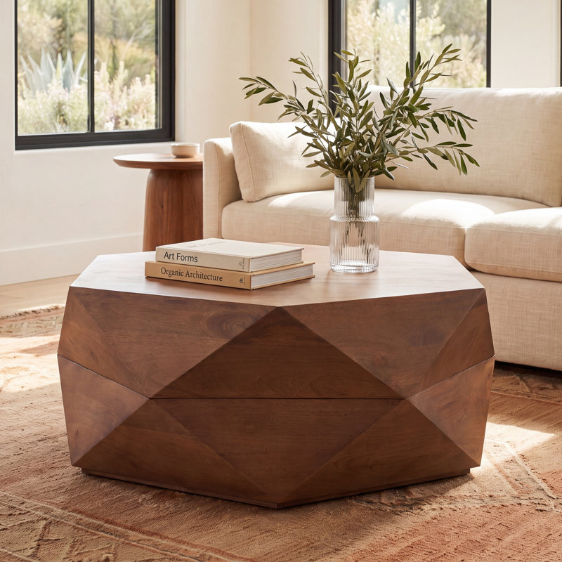 Malonne Solid Wood Single Coffee Table, Medium Brown, 15" H x 48" W x 48" L