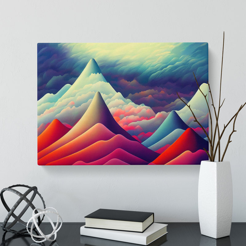 Exciting Colourful Mountain Abstract - Wrapped Canvas, 35cm H x 50cm W x 3cm D