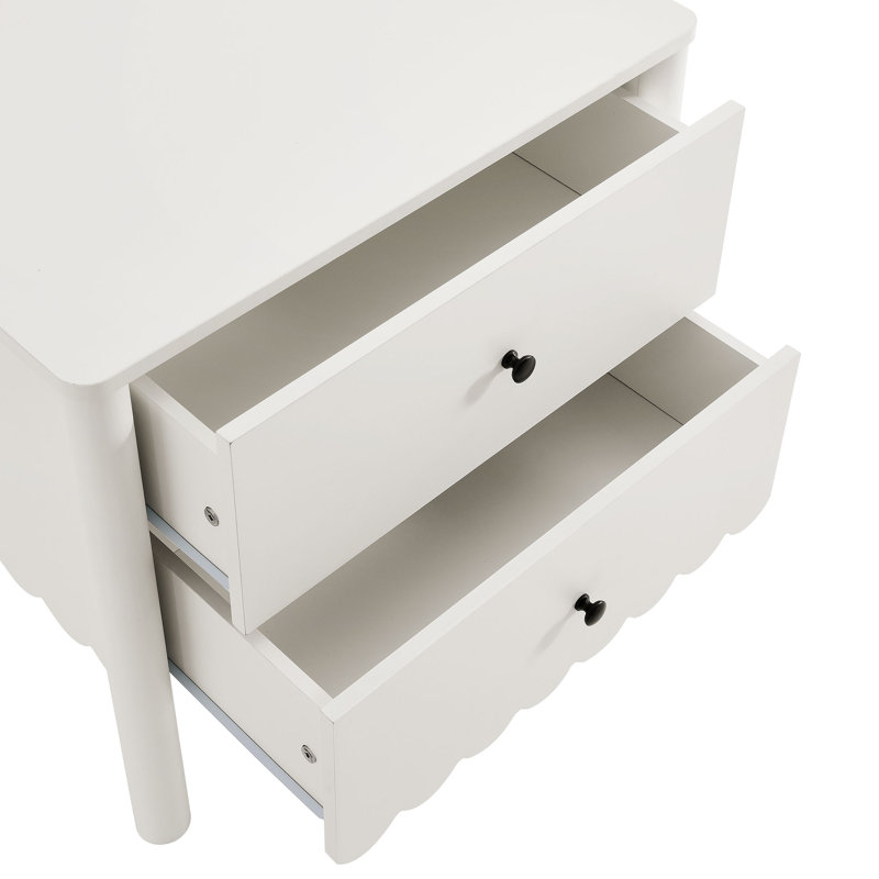 Table de chevet 2 tiroirs Emmeline, Blanc