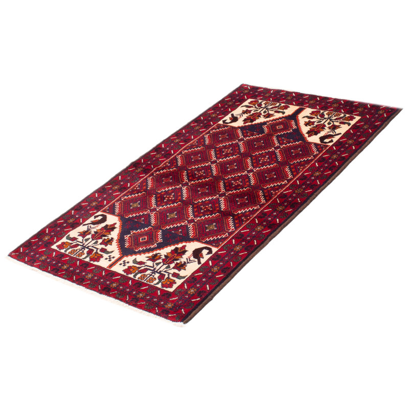 Tapis unique en laine noué à la main 3 pi 5 po x 6 pi 1 po élisabella rouge / brun / blanc Nouvel Âge