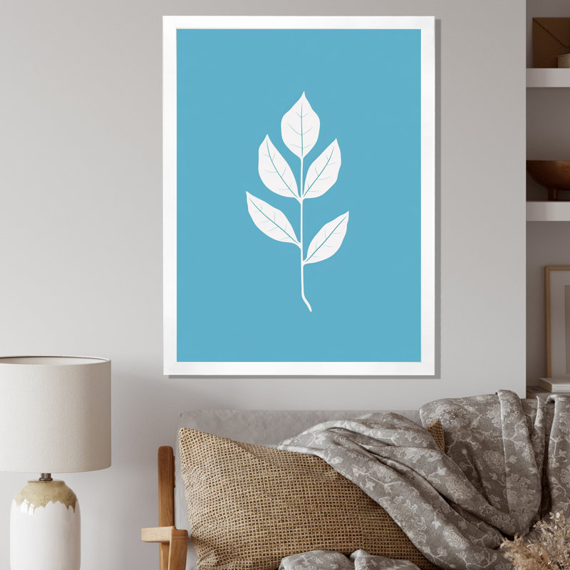 «Delicate Essence White Minimal Leaves» sur impression sur toile, Cadre simple blanc, H 20 po x l 12 po x P 1 po