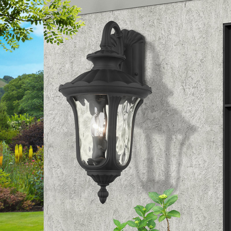 Lanterne murale d'extérieur câblée à 3 lumières 28 H Amiliano Imperial, H 22 po x l 11 po x P 12,5 po, Noir texturé