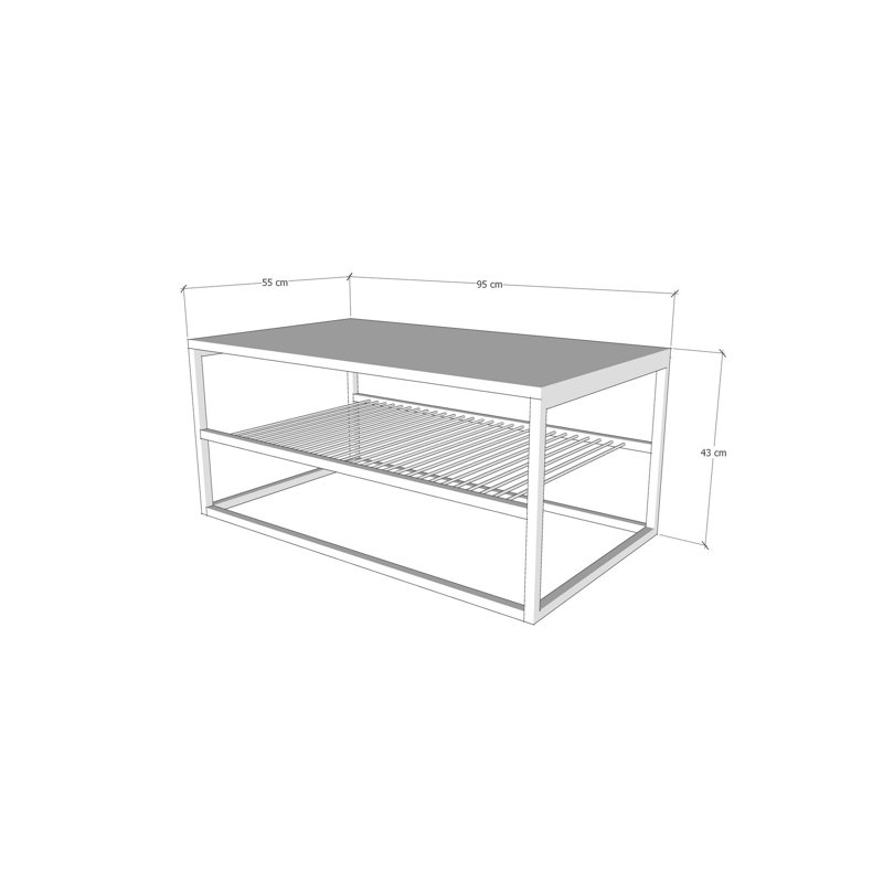 Modern Coffee Table with Marble Finish, White & Black, 37.4 x 16.5 x 21.7 Inches | 100% Melamine Coated Particle Board, Thickness: 0.7 Inches | Electrostatic Powder Coated Metal Legs, Stylish & Durable Design