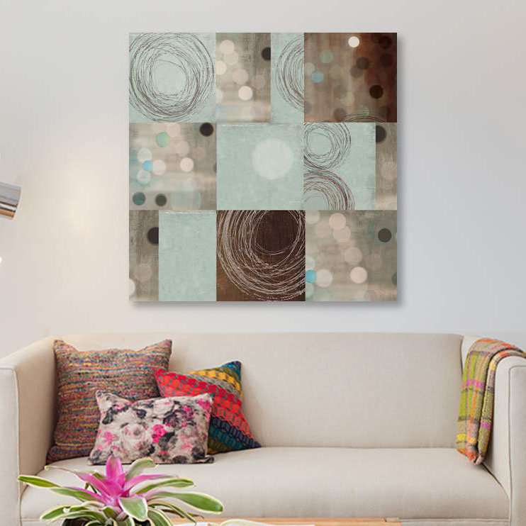 « points et tourbillons », impression sur toile, H 37 po x l 37 po x P 1,5 po, Pas de tapis, Toile tendue