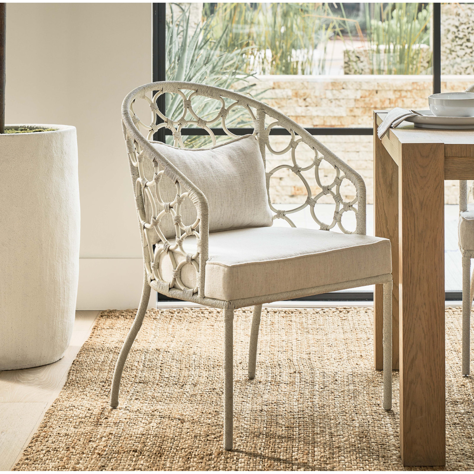 Rosalie 19'' H Crypton® Upholstered Armchair, Sea Salt