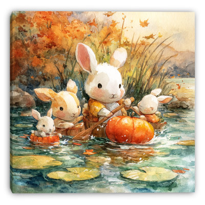 «Bunny Pumpkin Voyage», art mural sur toile