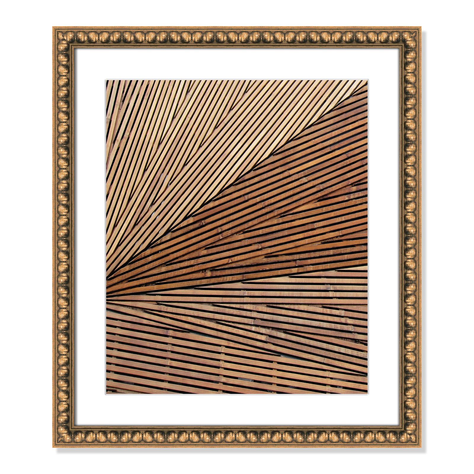Fayette "Geometric Wood Panel 1" Print, Gold Bead, 20" H x 17" W x 1.13" D