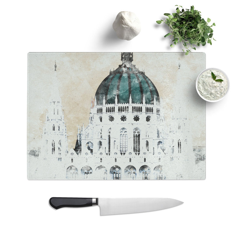Tempered Glass Parliament Building in Budapest Chopping Board, 20 cm x 28.5 cm