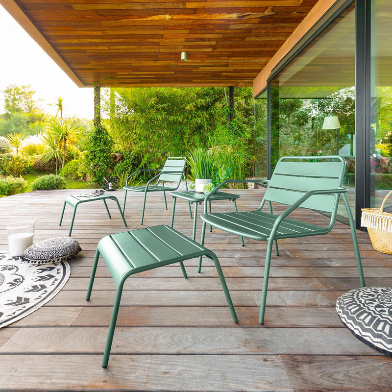 Shiprock Metal 2 - Person Seating Group, Olive Green