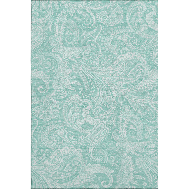 Premium Machine Washable Apodaca Teal Rug