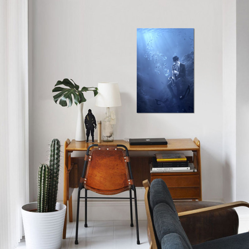 « blues », impression sur toile, H 26 po x l 18 po x P 1,5 po, Pas de tapis, Toile tendue