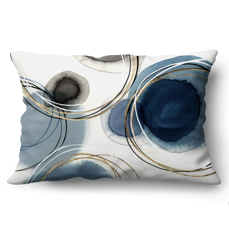 Abstract Rectangular Throw Pillow with Premium Polyester, 14''H x 10''W, White/Blue