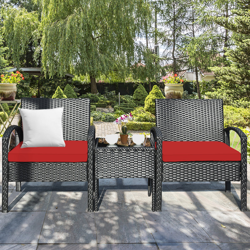 Pendrick 2 - Person Patio Conversation Sets with Cushions, Red