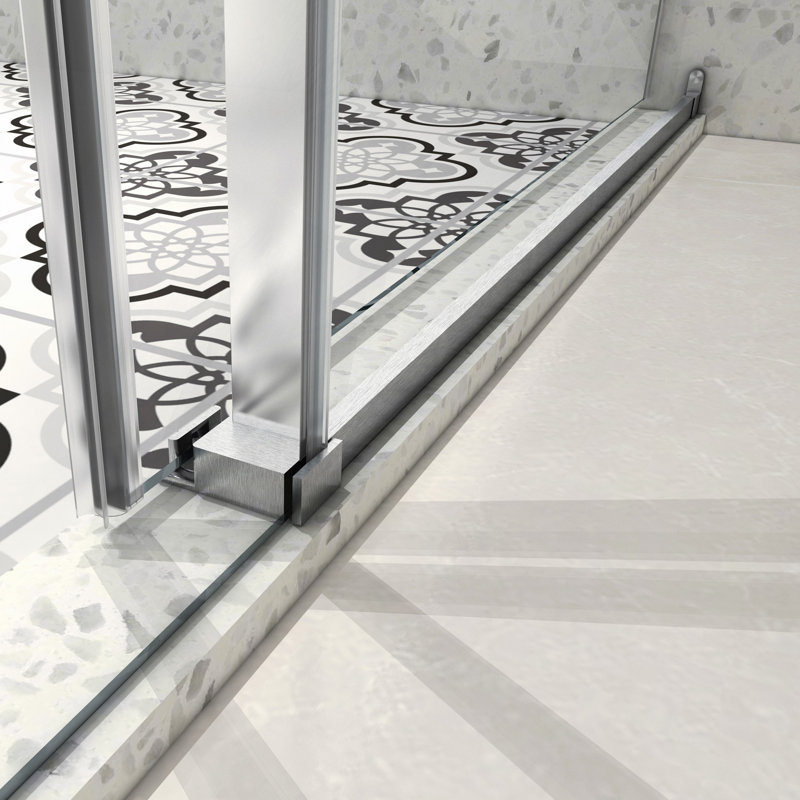 Une porte de douche fixe et une porte décalée sans cadre, de grandes poulies en acier inoxydable 304 de 70 mm avec fonction de fermeture en douceur réglable, un nettoyage Nano facile, un bâton anti-déflagrant