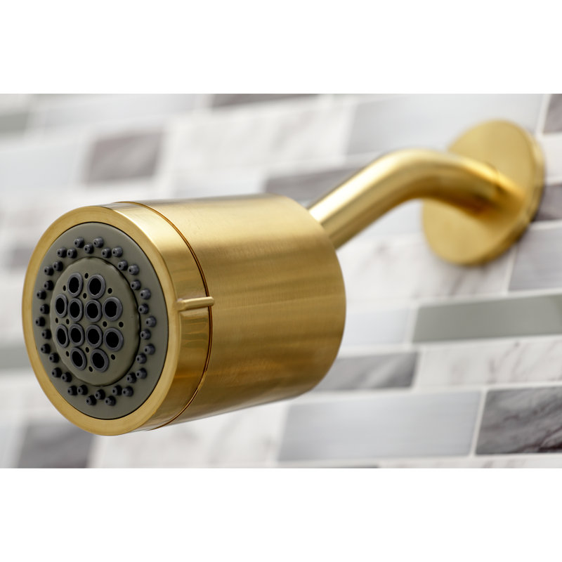 Kingston Brass NuvoFusion Double-Handle Tub and Shower Faucet, Brushed Brass
