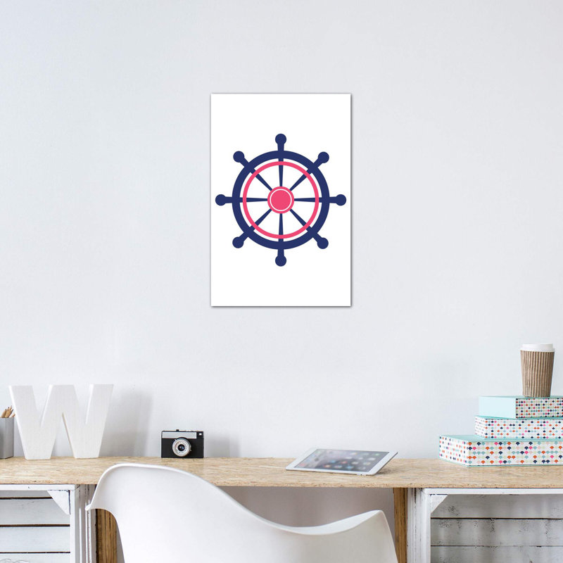«Boat Wheel Nordic Design», reproduction d'impression, H 60 po x l 40po x P 1,5 po, Toile tendue, Pas de tapis