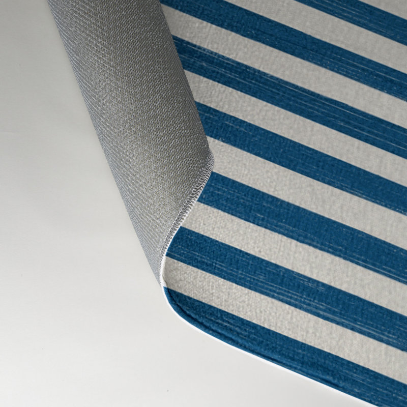 Tapis intérieur / extérieur bleu HorizontalStripes, Rectangulaire 3 pi x 5 pi