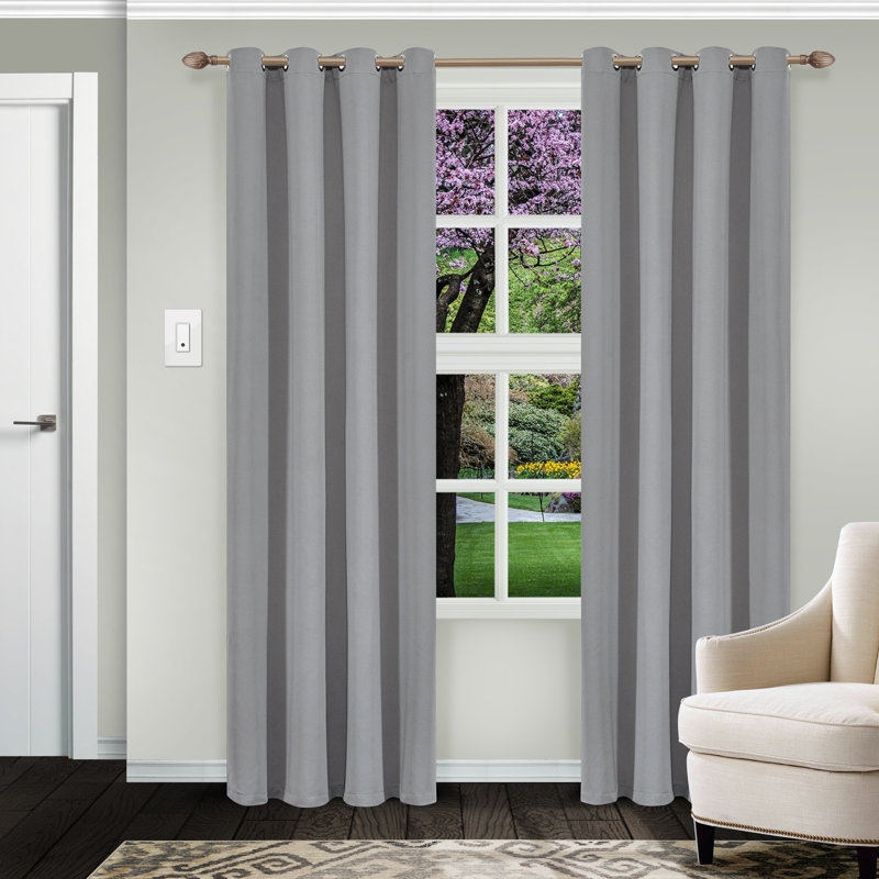 Paire de rideaux obscurcissant avec œillets Millendon, Argent, L 52 po x L 72 po