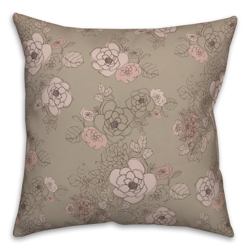 Floral Reversible Throw Pillow, Brown